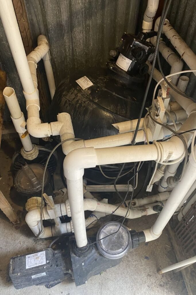 Broken pool filter and damaged pipework causing system failure