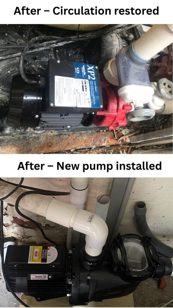 New pool pump installed in Melbourne and spa circulation restored in Point Cook