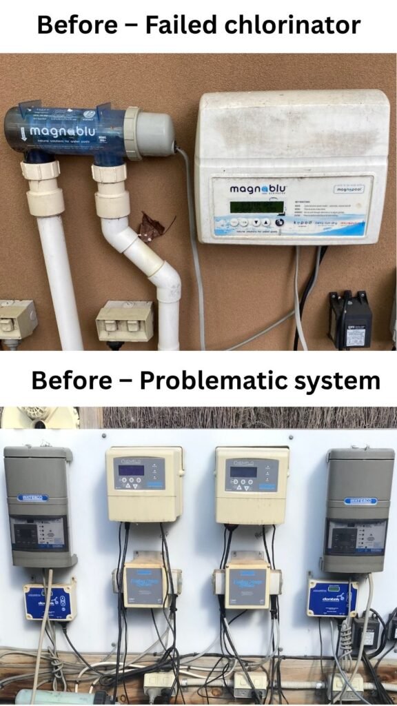 Examples of failed chlorinator and problematic pool chlorinator systems in Melbourne