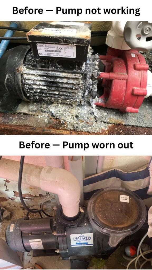 Corroded spa pump requires replacing in Point Cook and pool pump is worn out in Melbourne